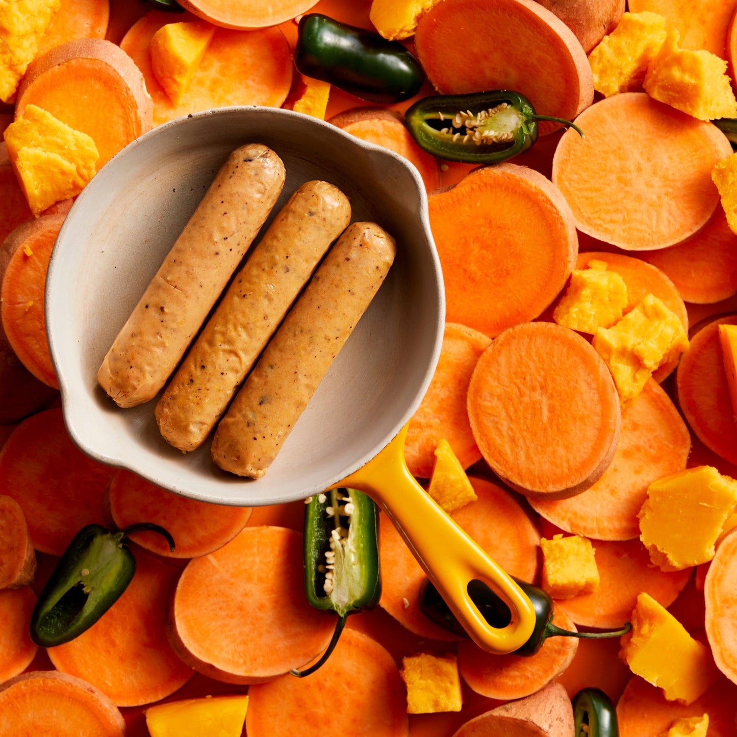 Groenteworst Cheddar & Jalapeño met Zoete Aardappel