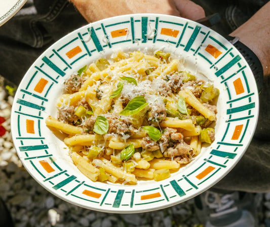 Nazomer Pasta met asperge en (worst)gehakt
