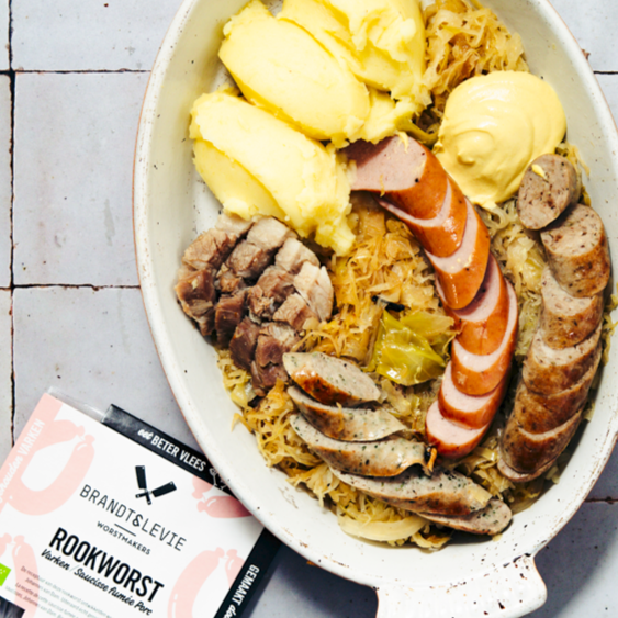 Choucroute Royale - Recept - Zuurkool - Brandt & Levie - Rookworst - Samuel Levie - Worst - Mosterd - Worst Classics - Franse keuken