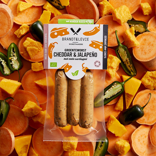 Groenteworst Cheddar & Jalapeño met Zoete Aardappel